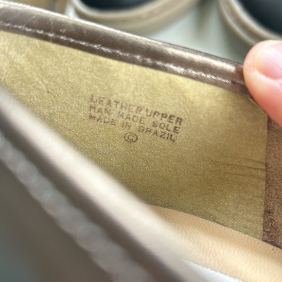 Metallic Leather Slip On Loafers Calico Made in Brazil Womens 7.5 Bronze Silver - Picture 8 of 8